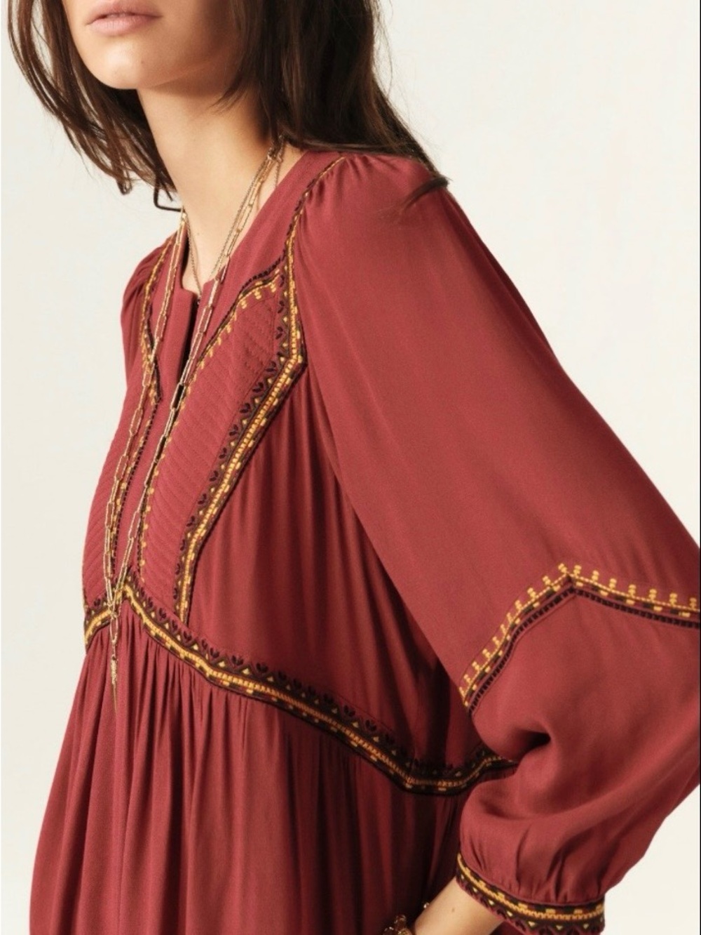 NWT Ba&Sh TULSIE Mini Dress in Red / brique size 2 / Medium boho - Picture 6 of 16